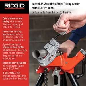 RIDGID 29963 Model 35S 1/4" to 1-3/8" Stainless Steel Tubing Cutter with X-CEL Knob, Silver & 40617 Model 101 Close Quarters Tubing Cutter with 1/4"-1-1/8" Cutting Capacity, Silver