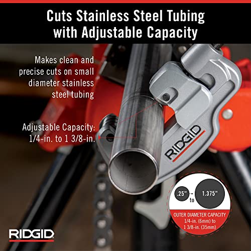 RIDGID 29963 Model 35S 1/4" to 1-3/8" Stainless Steel Tubing Cutter with X-CEL Knob, Silver & 40617 Model 101 Close Quarters Tubing Cutter with 1/4"-1-1/8" Cutting Capacity, Silver