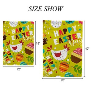 My Little Nest Seasonal Garden Flag Happy Easter Eggs Chicken Double Sided Vertical Garden Flags for Home Yard Holiday Flag Outdoor Decoration Farmhouse Banner 12"x18"