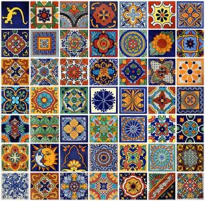 color y tradicion 100 mexican tiles 4×4 handpainted hundred pieces 50 different designs