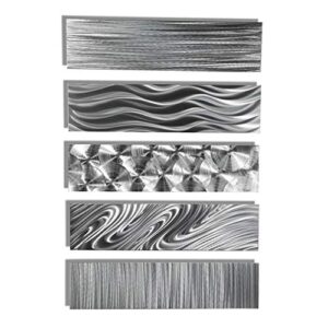 Statements2000 Silver Metal Wall Art Decor, Set of Five 24" x 6" Wall Art Sculptures, Contemporary Décor by Jon Allen Metal Art