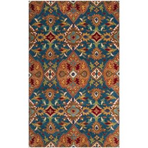 SAFAVIEH Heritage Collection 8' x 10' Camel / Blue HG653A Handmade Traditional Oriental Premium Wool Area Rug
