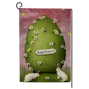 my little nest seasonal garden flag happy easter egg and rabbits vertical garden flags double sided for home farmhouse yard holiday flag outdoor decoration banner 28″x40″