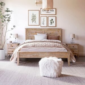 grain wood furniture greenport solid wood platform bed, full size, brushed driftwood