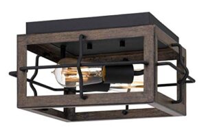 tawson amos modern farmhouse 2-light flush mount ceiling light with wood shade for hallway, entryway, passway, dining room, bedroom, garage, kitchen island, balcony living room