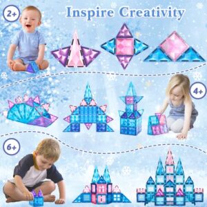 HOOLYUK 84Pcs Magnetic Tiles, Magnetic Building Blocks Princess Pretend Toys for Kids, Educational Learning Toys Building Tiles for Boys Girls Toddlers Children 3 4 5 6 7 8 Year Old for Birthday Gift