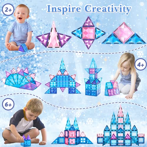 HOOLYUK 84Pcs Magnetic Tiles, Magnetic Building Blocks Princess Pretend Toys for Kids, Educational Learning Toys Building Tiles for Boys Girls Toddlers Children 3 4 5 6 7 8 Year Old for Birthday Gift