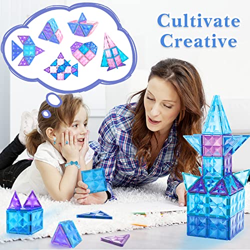 HOOLYUK 84Pcs Magnetic Tiles, Magnetic Building Blocks Princess Pretend Toys for Kids, Educational Learning Toys Building Tiles for Boys Girls Toddlers Children 3 4 5 6 7 8 Year Old for Birthday Gift