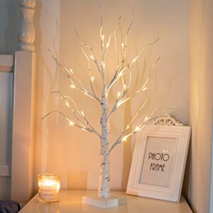 peiduo easter decorations for the home, easter tree battery powered timer, lighted birch tree with led lights, artificial tree lamp for easter home decor (2ft warm white)