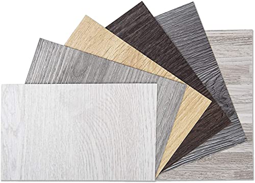 Art3d Peel and Stick Floor Tile Vinyl Wood Plank Samples Set of 6, Rigid Surface Hard Core Easy DIY Self-Adhesive Flooring