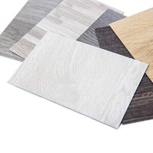 Art3d Peel and Stick Floor Tile Vinyl Wood Plank Samples Set of 6, Rigid Surface Hard Core Easy DIY Self-Adhesive Flooring