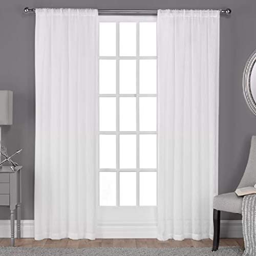 Laurel Foundry Modern Farmhouse Baillons Solid Sheer Rod Pocket Curtain Panels in White (Set of 2)