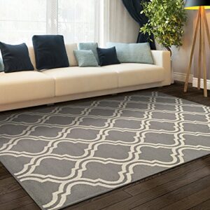 superior contemporary ornamental double trellis power-loomed indoor area rug, 8′ x 10′, gray