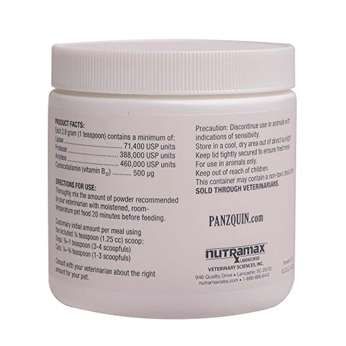 Nutramax Panzquin Powder Pancreatic Health Supplement for Cats and Small Dogs, 8.1 oz tub