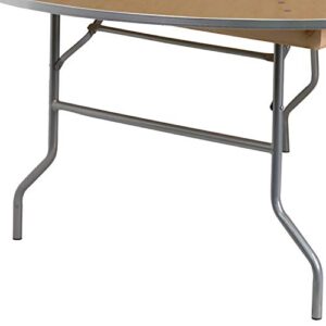 Flash Furniture 6-Foot Round HEAVY DUTY Birchwood Folding Banquet Table with METAL Edges