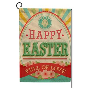 my little nest seasonal garden flag vintage happy easter double sided vertical garden flags for home yard holiday flag outdoor decoration farmhouse banner 12″x18″