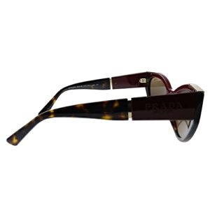 Prada PR 03WS 07C0D1 Red/Havana Plastic Cat-Eye Sunglasses Brown Lens