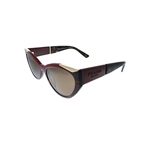 Prada PR 03WS 07C0D1 Red/Havana Plastic Cat-Eye Sunglasses Brown Lens