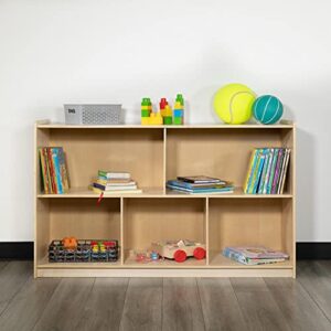 Flash Furniture Wooden 5 Section School Classroom Storage Cabinet for Commercial or Home Use - Safe, Kid Friendly Design - 30"H x 48"L (Natural)