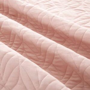 PEACE NEST 3 Piece Quilted Coverlet Set with Pillow Shams, Lightweight All Season Bedspread Bed Cover Full/Queen Size, Pink((90"X90")