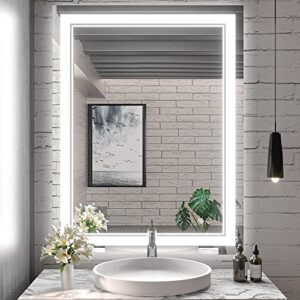 keonjinn led bathroom mirror, 36 x 28 inch bathroom mirror with lights, front lighted vanity mirror, anti-fog wall mounted dimmable memory brightness front lights makeup mirror (vertical/horizontal)
