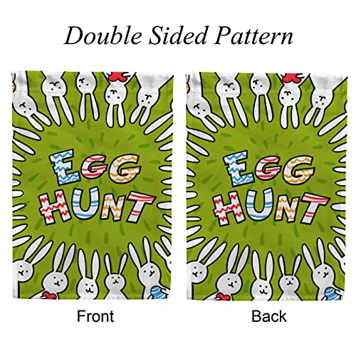 My Little Nest Seasonal Garden Flag Funny Bunny Easter Egg Hunt Vertical Garden Flags Double Sided for Home Farmhouse Yard Holiday Flag Outdoor Decoration Banner 12"x18"