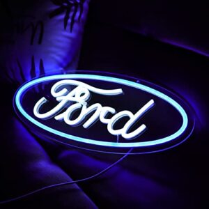 SLARDAR Car Emblem Neon Sign, Light Up Oval Junior Car OLP Sign, Automotive Dealer, Business, Banner Neon Light Sign, Car Logo Unframed LED Sign, Bar Beer Pub Cafe Home Decoration. Blue White(16.5 x 6.5inches )