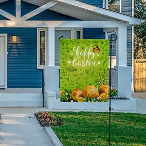 My Little Nest Seasonal Garden Flag Happy Easter Golden Eggs Flowers Vertical Garden Flags Double Sided for Home Farmhouse Yard Holiday Flag Outdoor Decoration Banner 12"x18"