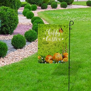 My Little Nest Seasonal Garden Flag Happy Easter Golden Eggs Flowers Vertical Garden Flags Double Sided for Home Farmhouse Yard Holiday Flag Outdoor Decoration Banner 12"x18"