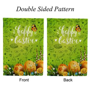 My Little Nest Seasonal Garden Flag Happy Easter Golden Eggs Flowers Vertical Garden Flags Double Sided for Home Farmhouse Yard Holiday Flag Outdoor Decoration Banner 12"x18"