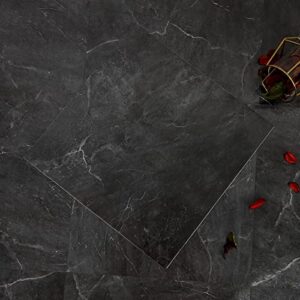 peel and stick floor tile, black grey marble vinyl flooring, durable and waterproof for update bathroom kitchen basement, 11.8×11.8in, 10 pcs