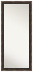 amanti art non-beveled wood full length mirror (65.5 x 29.5 in.), rustic pine frame – floor mirror, wall mirror – brown
