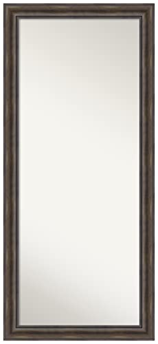 Amanti Art Non-Beveled Wood Full Length Mirror (65.5 x 29.5 in.), Rustic Pine Frame - Floor Mirror, Wall Mirror - Brown