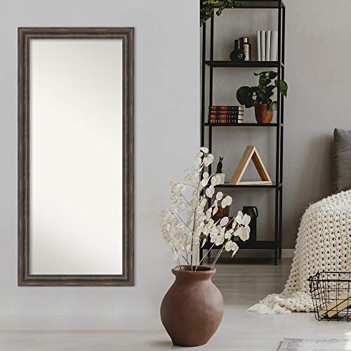 Amanti Art Non-Beveled Wood Full Length Mirror (65.5 x 29.5 in.), Rustic Pine Frame - Floor Mirror, Wall Mirror - Brown