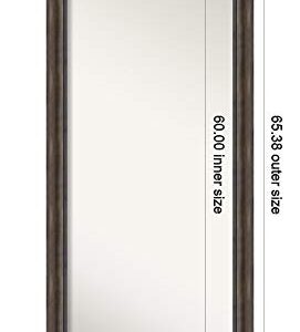 Amanti Art Non-Beveled Wood Full Length Mirror (65.5 x 29.5 in.), Rustic Pine Frame - Floor Mirror, Wall Mirror - Brown