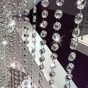 32.8ft crystal beads chain, clear crystal garland chandelier octagon beads glass crystal chandelier beads lamp chain, k9 crystal, not acrylic, not plastic