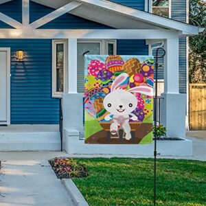 My Little Nest Seasonal Garden Flag Easter Bunny Deliver Eggs Vertical Garden Flags Double Sided for Home Farmhouse Yard Holiday Flag Outdoor Decoration Banner 12"x18"