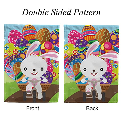 My Little Nest Seasonal Garden Flag Easter Bunny Deliver Eggs Vertical Garden Flags Double Sided for Home Farmhouse Yard Holiday Flag Outdoor Decoration Banner 12"x18"