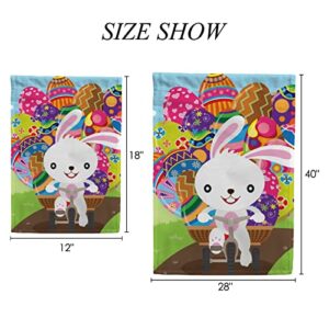 My Little Nest Seasonal Garden Flag Easter Bunny Deliver Eggs Vertical Garden Flags Double Sided for Home Farmhouse Yard Holiday Flag Outdoor Decoration Banner 12"x18"