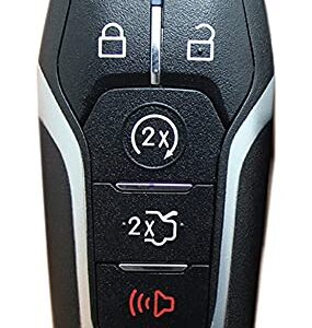 Replacement Keyless Entry Remote Smart Key Fob Shell Case Fit for Ford F150 Fusion Explorer Mustang Lincoln MKZ MKC 5 Buttons Button Pad Cover (Black, 5 Buttons)