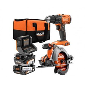 ridgid 18v two-tool combo set saw dril driver 2 batteries & charger