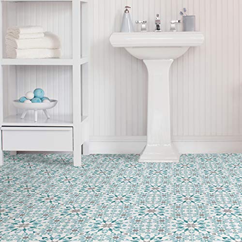 FloorPops FP2949 Radiance Peel & Stick Floor Tiles, Blue