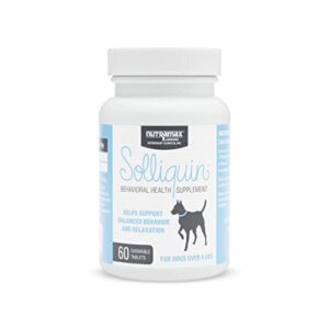 nutramax solliquin calming behavioral health supplement for all dogs over 8lbs – with l-theanine, magnolia / phellodendron, and whey protein concentrate, 60 chewable tablets