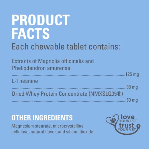 Nutramax Solliquin Calming Behavioral Health Supplement for All Dogs Over 8lbs - With L-Theanine, Magnolia / Phellodendron, and Whey Protein Concentrate, 60 Chewable Tablets