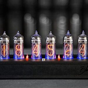 Handmade Nixie Tube Clock 6X IN-14 - Made in Ukraine - Vintage Retro Table Clock - Wooden Desk Nixie Tube Clock - Black