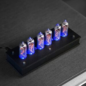 Handmade Nixie Tube Clock 6X IN-14 - Made in Ukraine - Vintage Retro Table Clock - Wooden Desk Nixie Tube Clock - Black