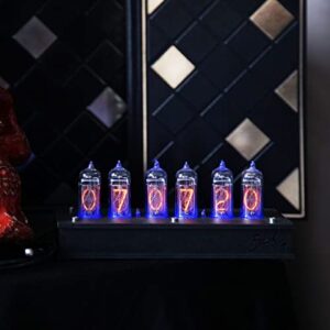 Handmade Nixie Tube Clock 6X IN-14 - Made in Ukraine - Vintage Retro Table Clock - Wooden Desk Nixie Tube Clock - Black