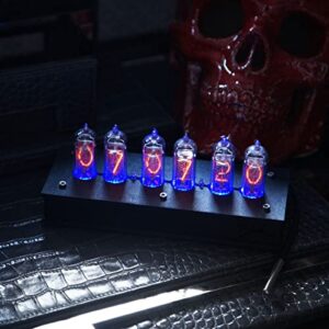 Handmade Nixie Tube Clock 6X IN-14 - Made in Ukraine - Vintage Retro Table Clock - Wooden Desk Nixie Tube Clock - Black