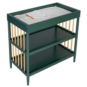 dream on me sleepy little sloth changing table in olive, comes with 1″ changing pad, features two shelves, made of sustainable new zealand pinewood