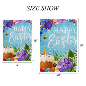 My Little Nest Seasonal Garden Flag Spring Flower Easter Cake Vertical Garden Flags Double Sided for Home Farmhouse Yard Holiday Flag Outdoor Decoration Banner 12"x18"